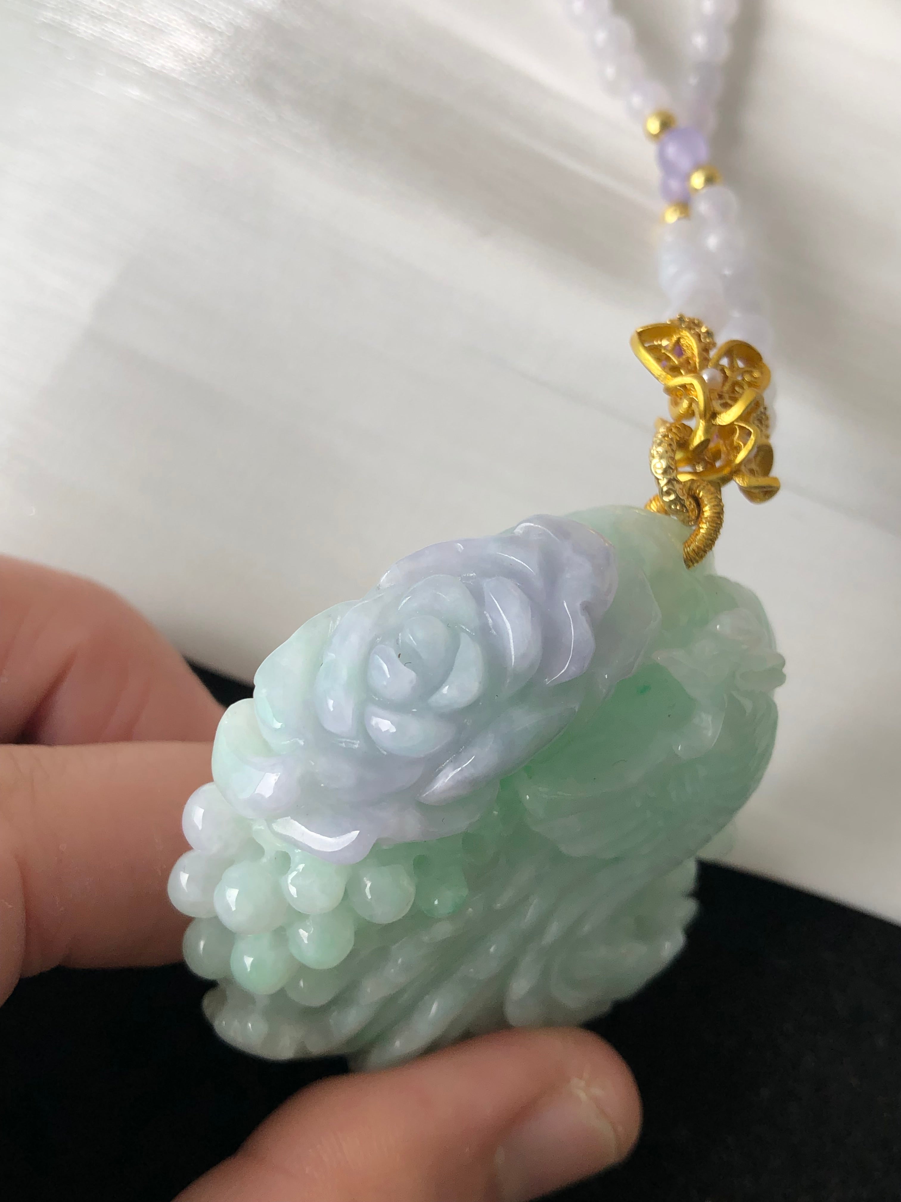 凤凰牡丹花春彩雕刻特色件 48×49.1×11.6mm