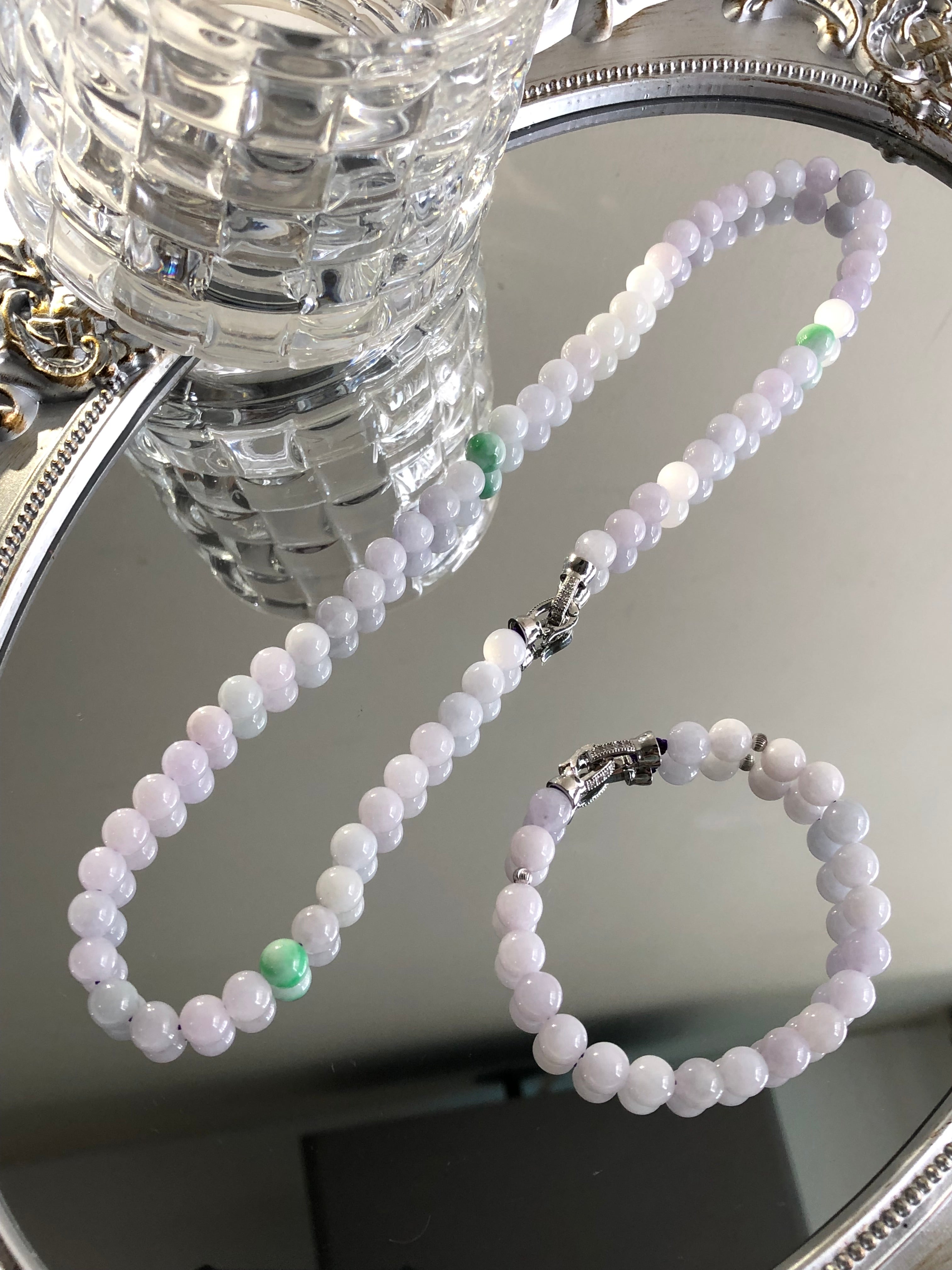 Purple Bead necklaces and bracelets jade jewelry size:7mm