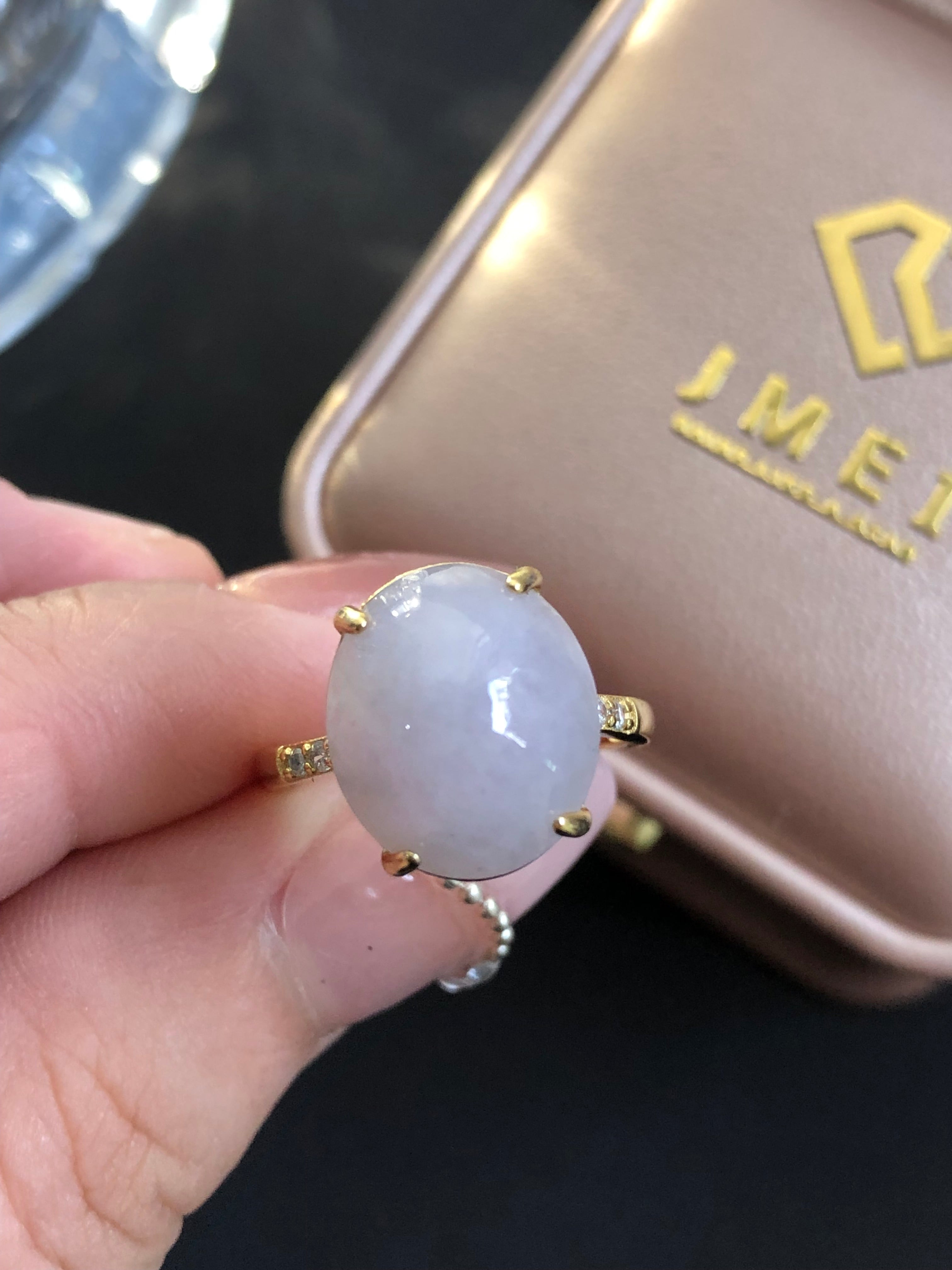 紫蛋面戒指 纯银S925 (13.2×11.5×6mm)