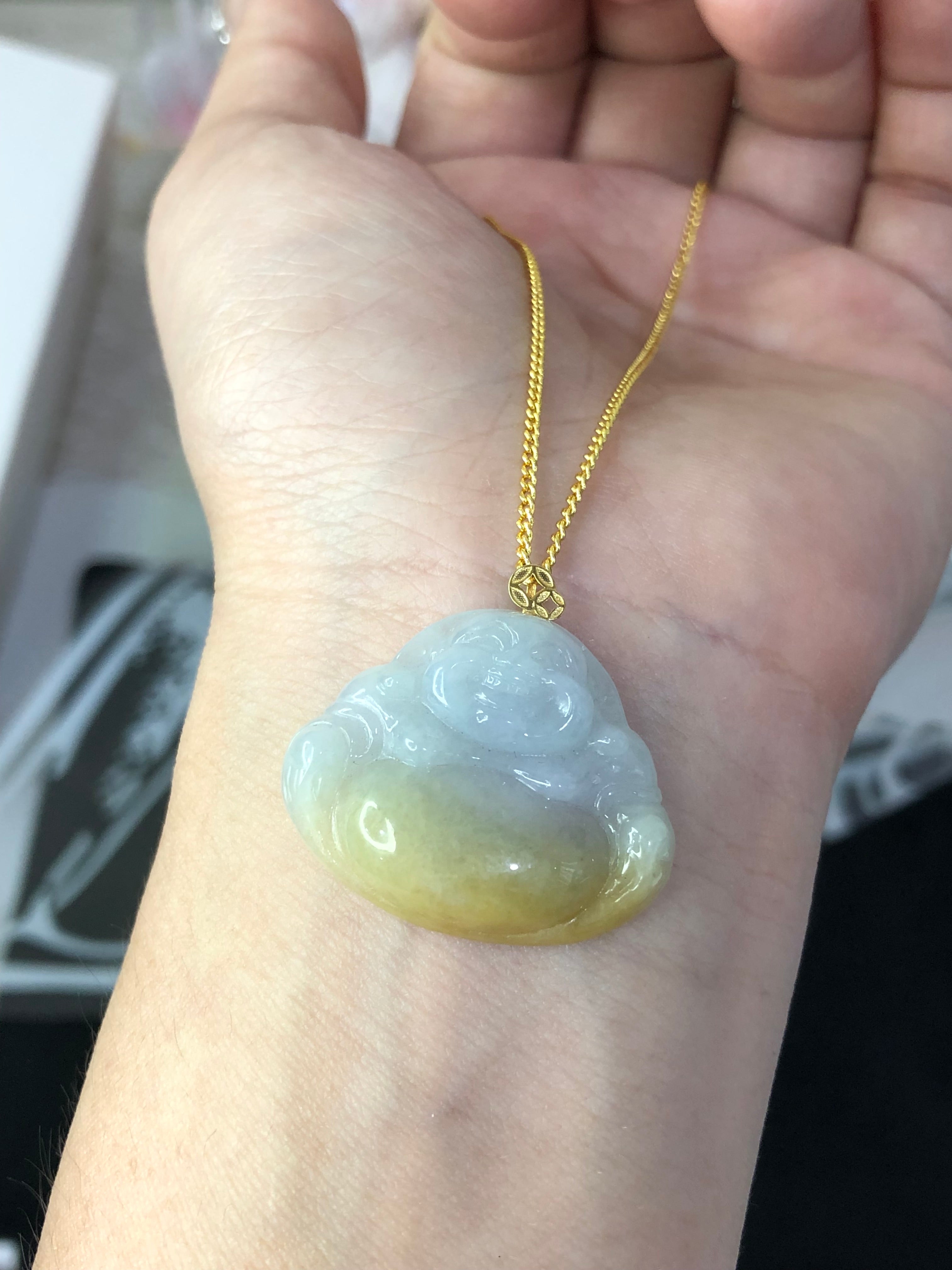 招财 来财黄翡佛公 稀有 18k 金 27.5×22.4×5.9mm