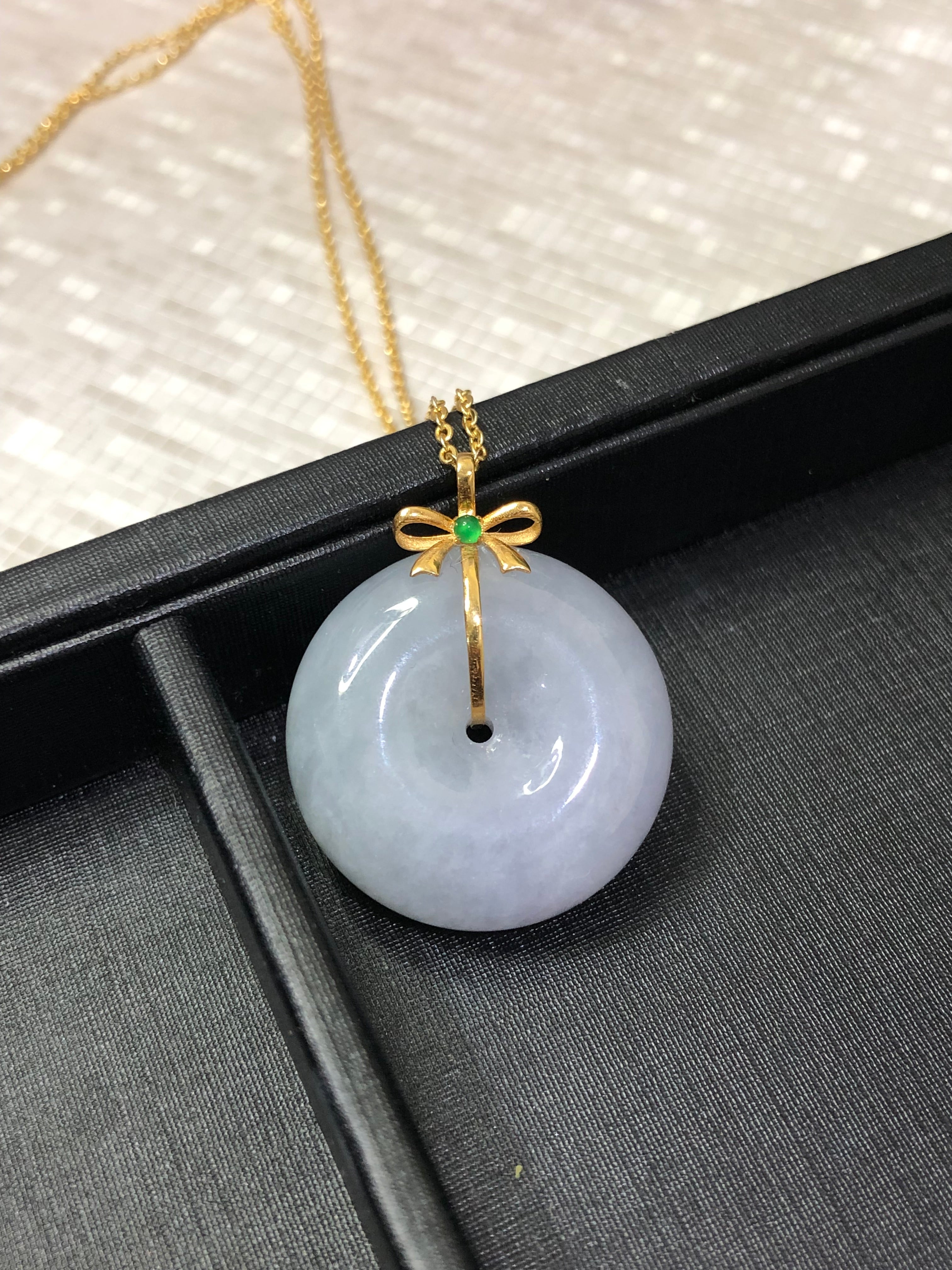 紫💜胖嘟嘟平安扣 18k金 裸石:24.1×9.7mm