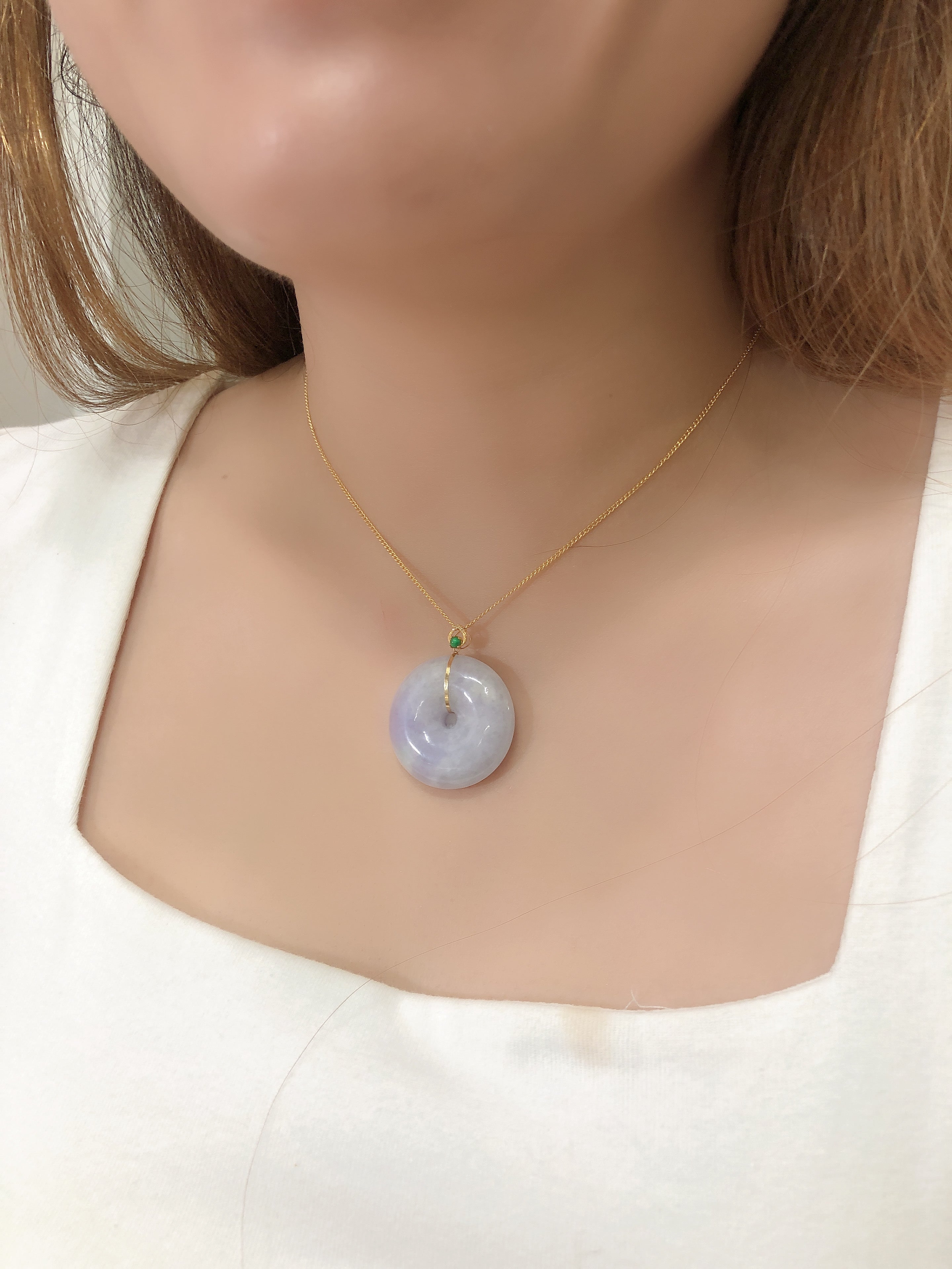 紫平安扣吊坠,ping an kou Pendant 18k gold 29.2×8.3mm