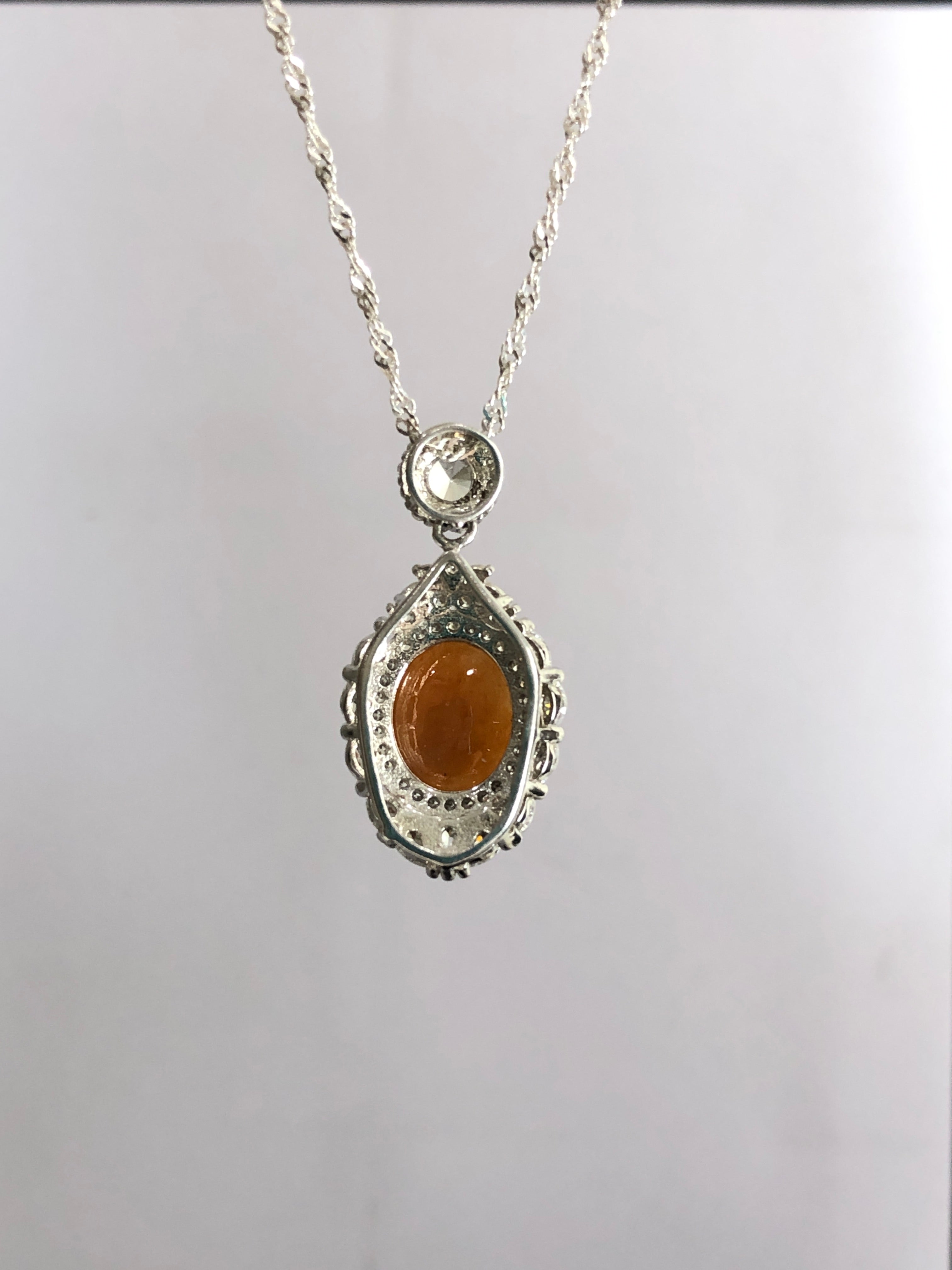 Red Jade Egg-shaped Pendant 925silver size:11.3×9.5×3.8mm