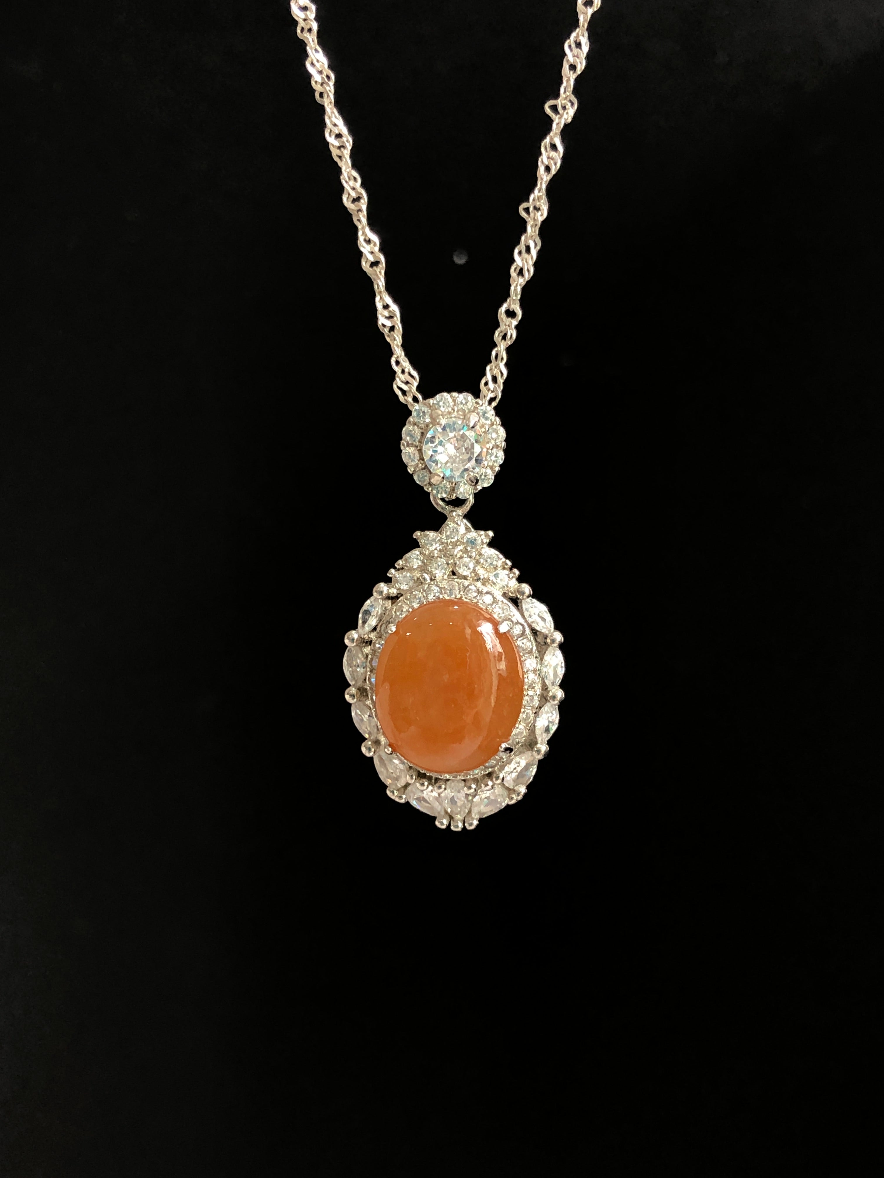 Red Jade Egg-shaped Pendant 925silver size:11.3×9.5×3.8mm