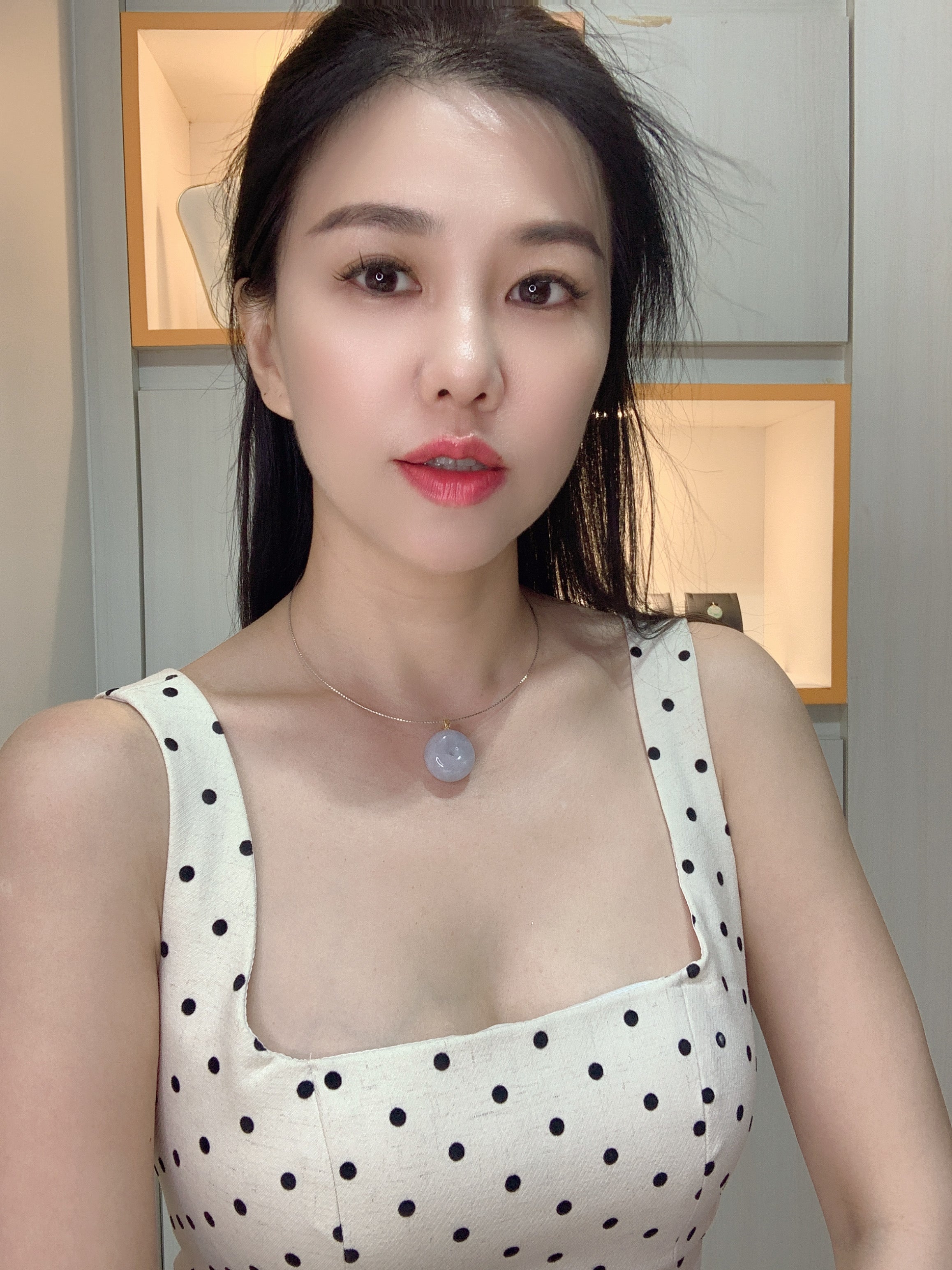 冰浅紫平安扣，胖嘟嘟 925银 21.6×12.3mm