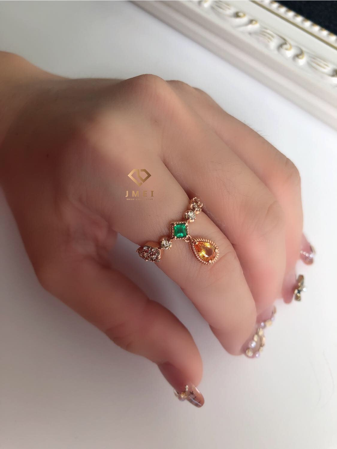 绿宝石💎+黄钻 18k玫瑰金