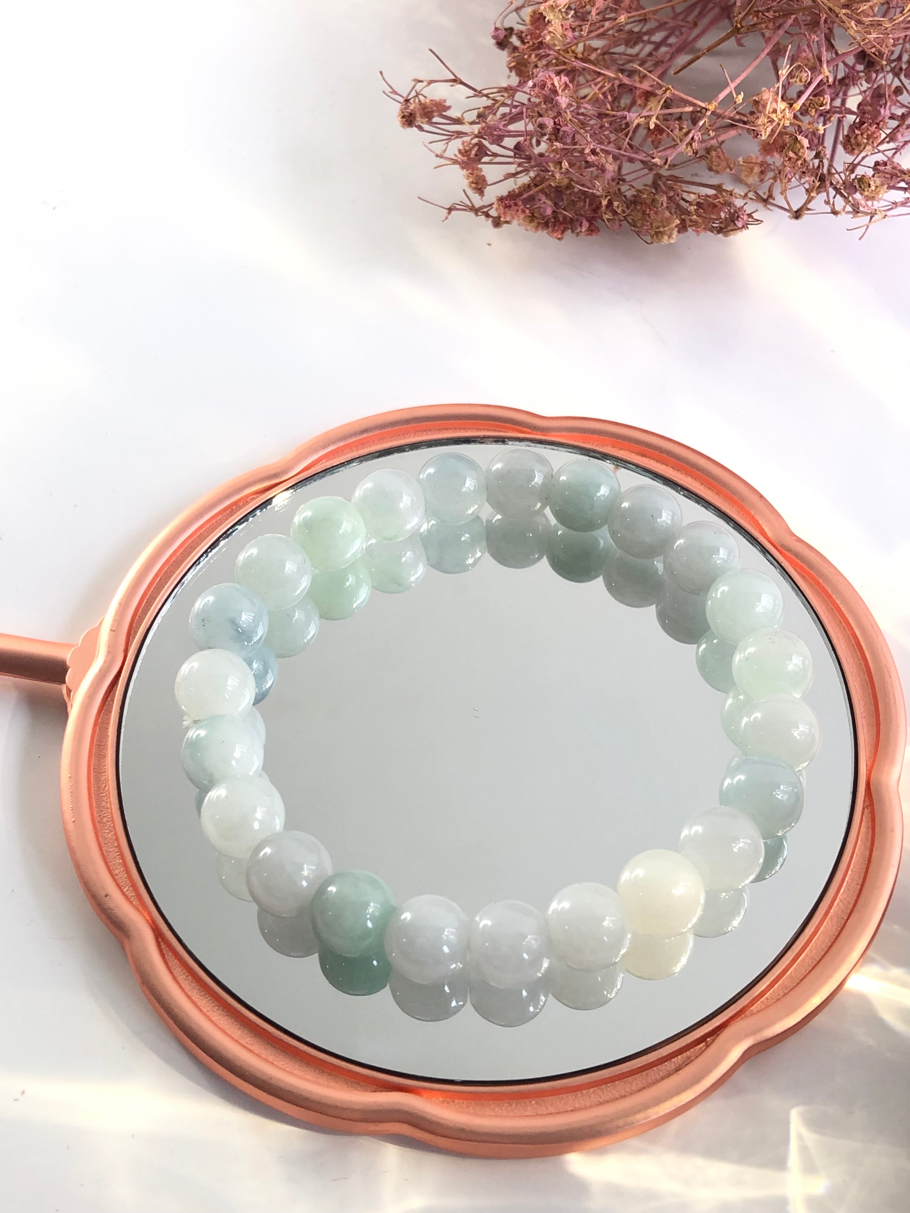 Light green round bead bracelet Jade grade A #8mm