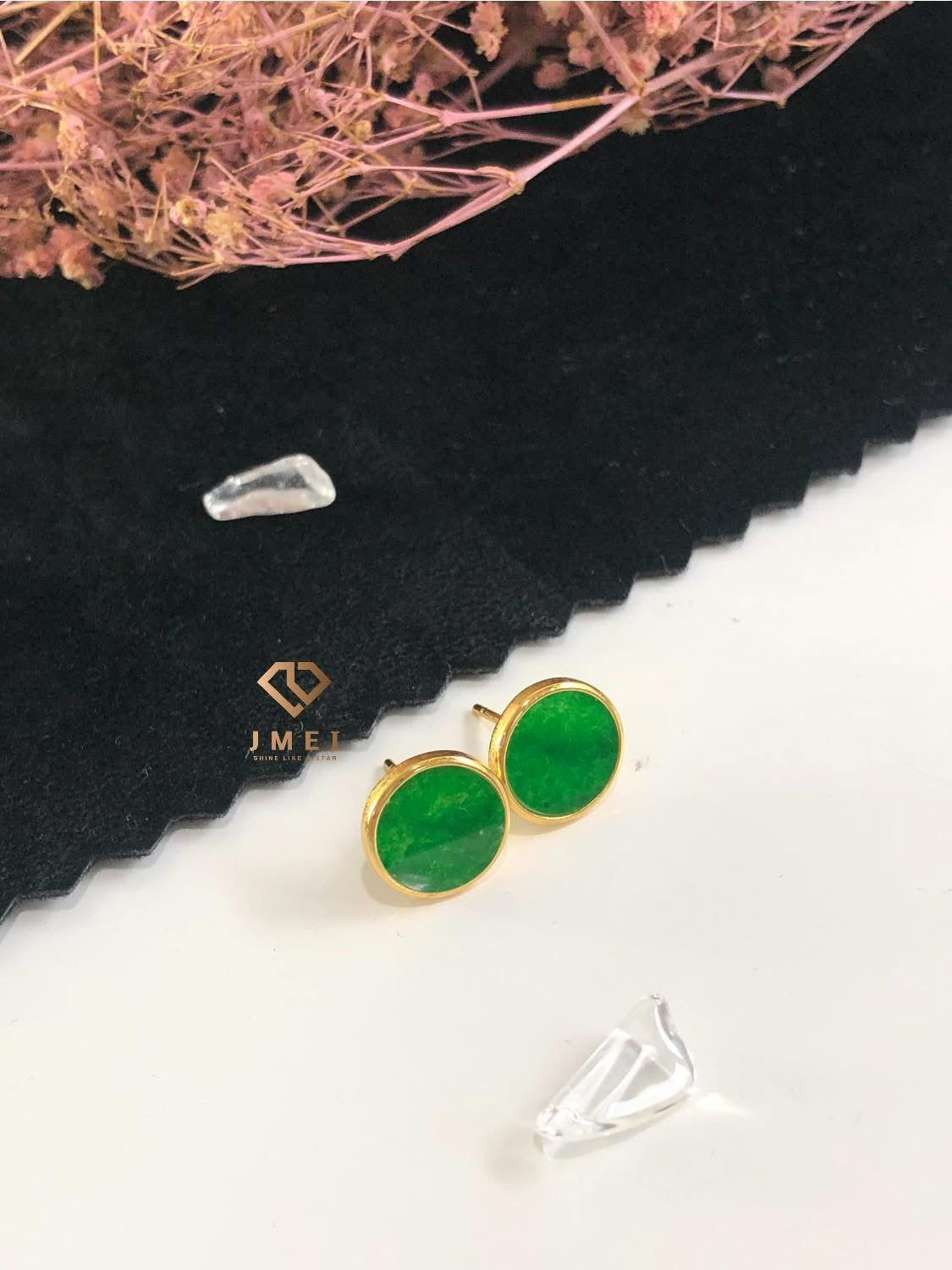 Dark green earring silver #10.5mm