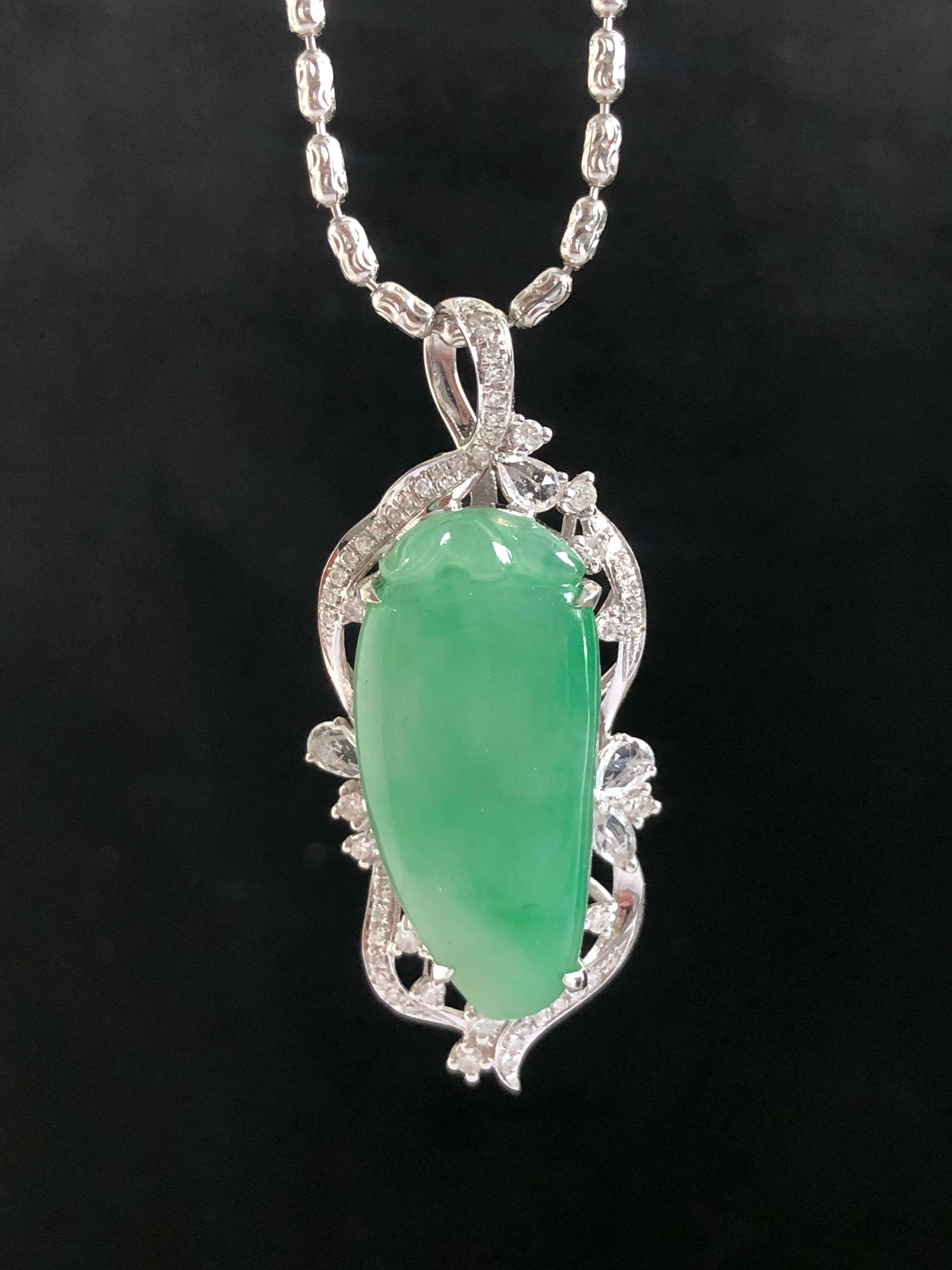 冰甜绿福瓜吊坠💚宫廷式独家设计⚠️ 尺寸: 34.8×15×7.4mm