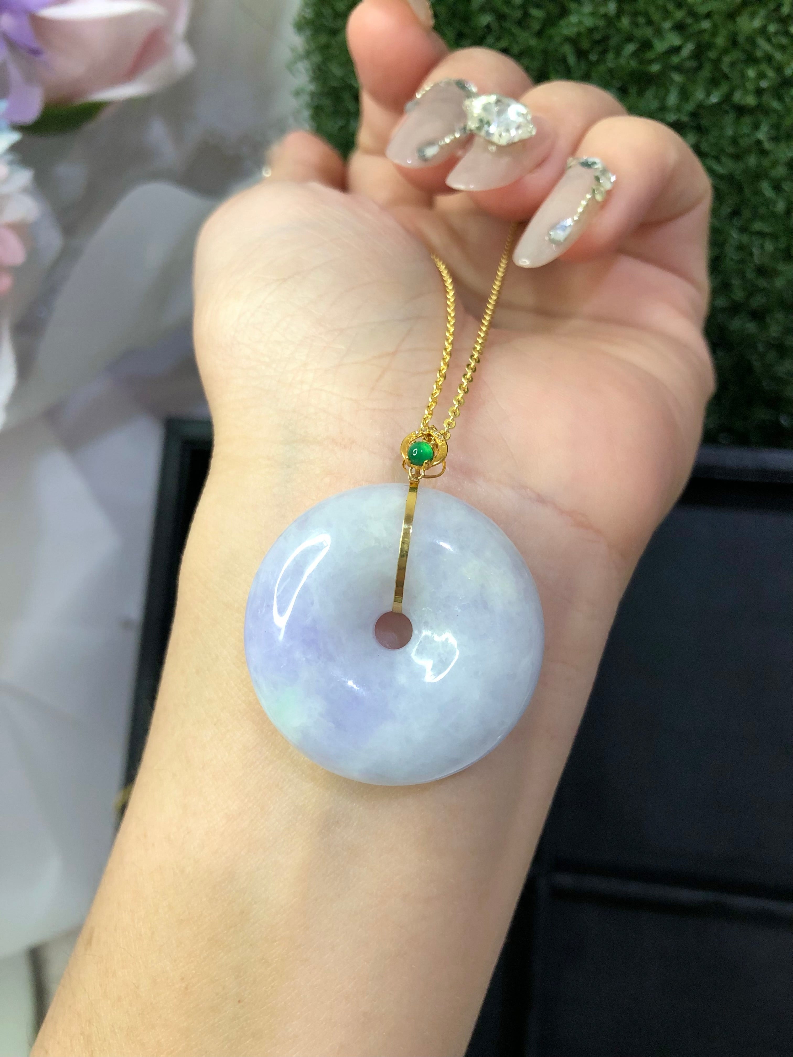 紫平安扣吊坠，ping an kou Pendant 18k gold 29.2×8.3mm