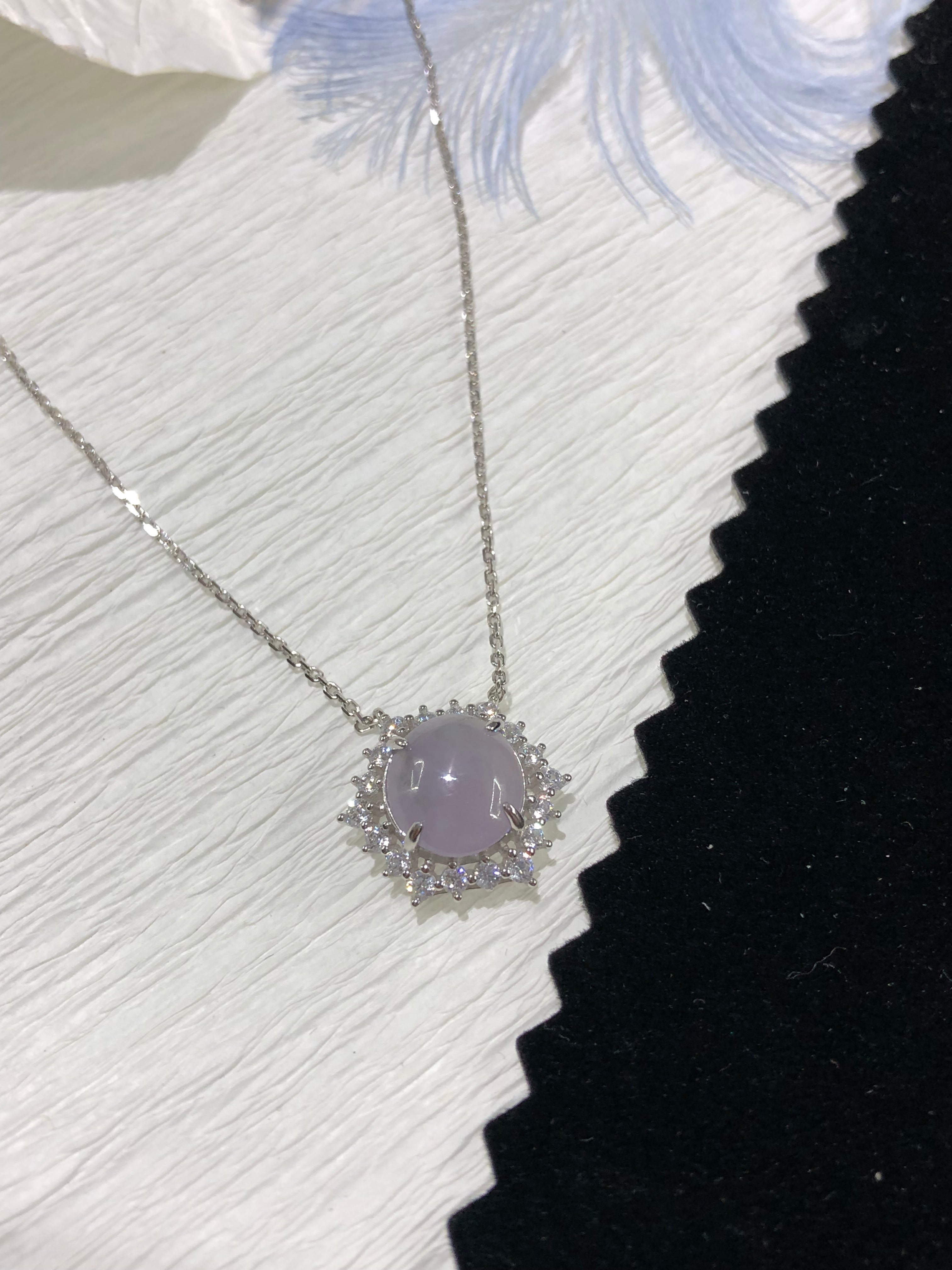 冰紫蛋面吊坠项链、925纯银